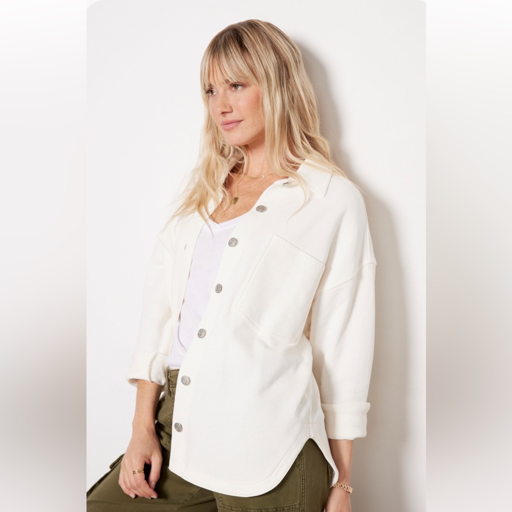 Z SUPPLY All Day Knit Shacket in Cream Sandstone